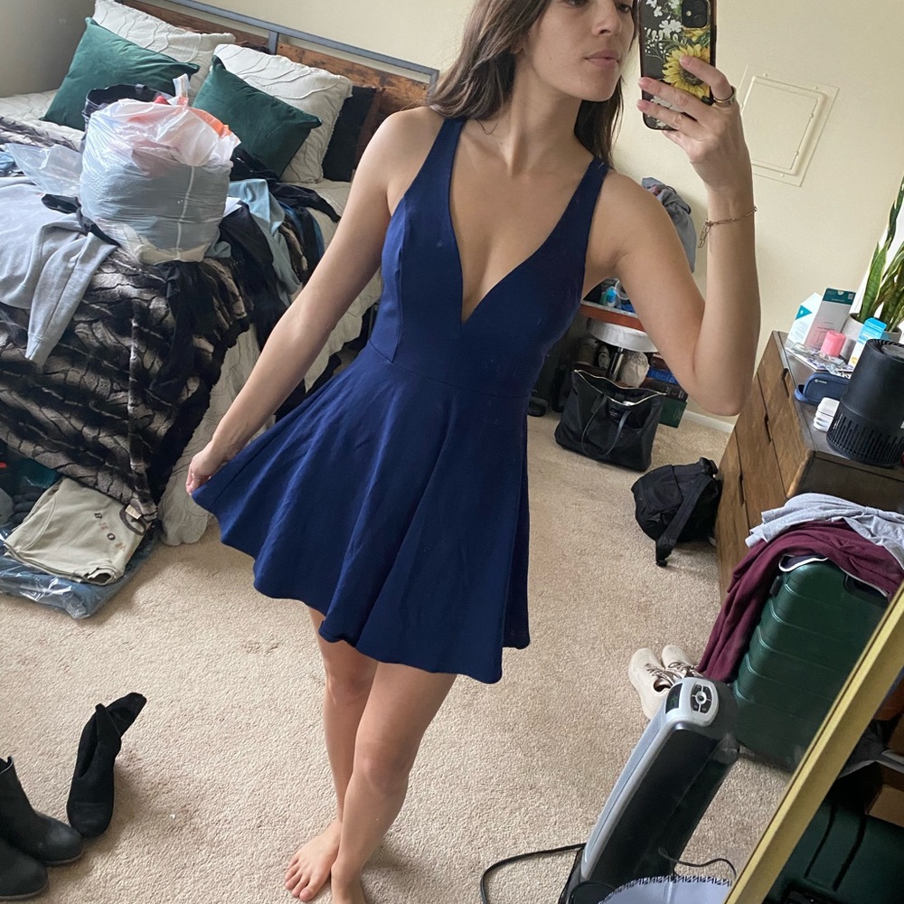 Elegant Navy Blue Dress - Lulus